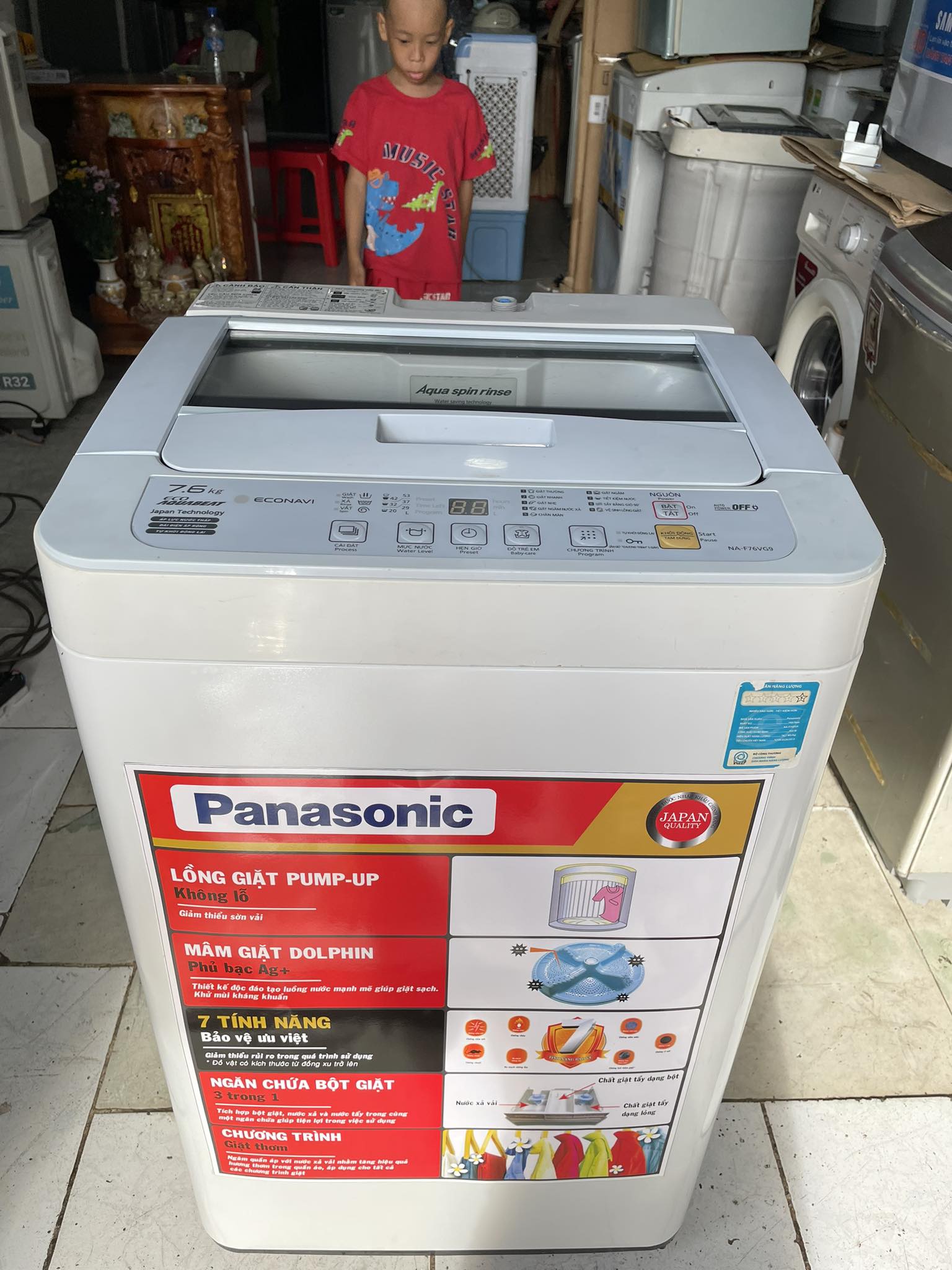 Máy giặt Panasonic (7.6kg) nhỏ gọn, nhẹ điện